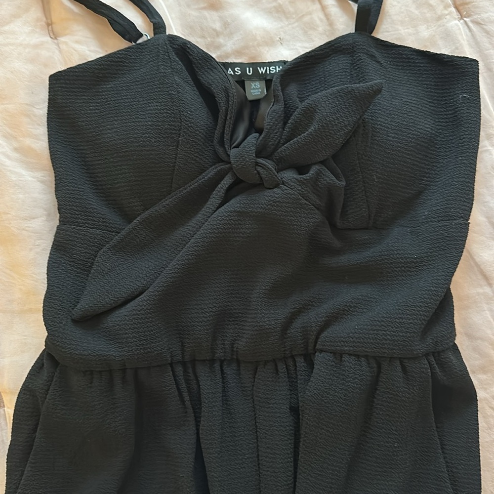 Black Long Jumpsuit with Bow